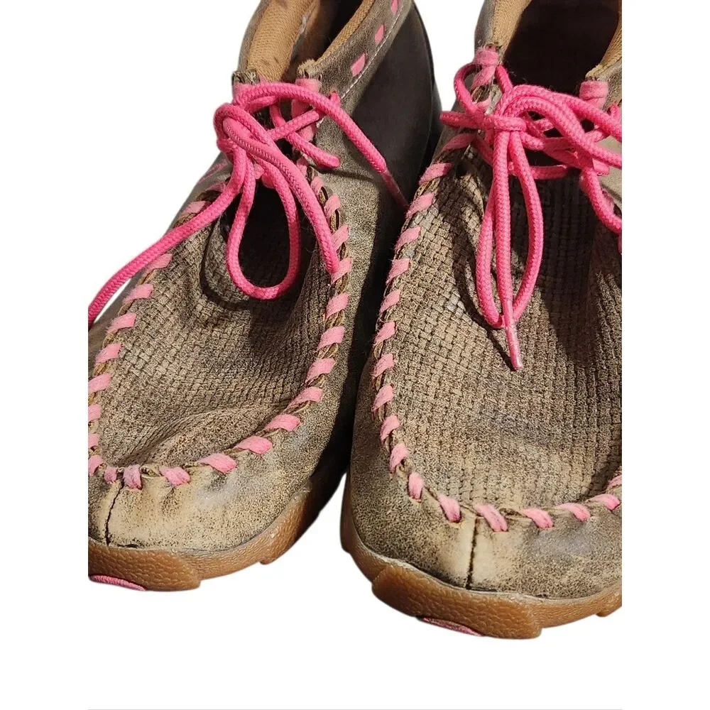 Twisted X Youth Girls' Brown Breast Cancer Moccasin Boots - Moc Toe Size 5.5 M